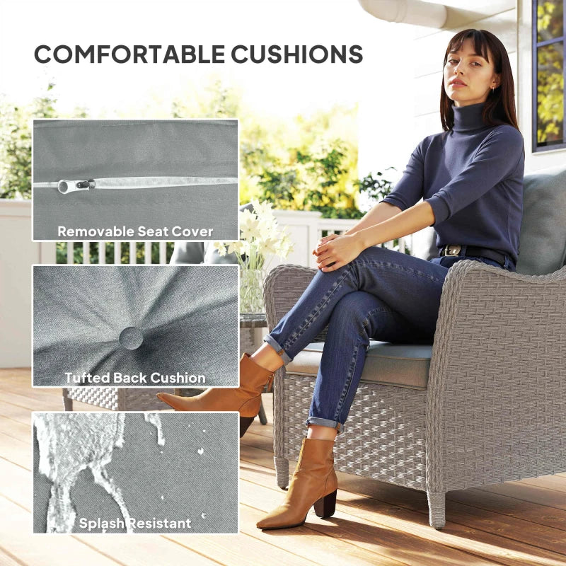 Rattan Garden Chairs Set of 2 with Cushions and Armrests for Outdoor Relaxation
