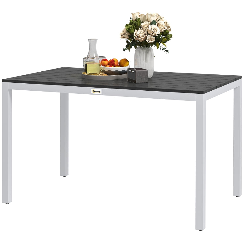 Outdoor Dining Table for 4-6, 120x70 cm, Rust-Resistant Aluminium, Easy Maintenance, Black