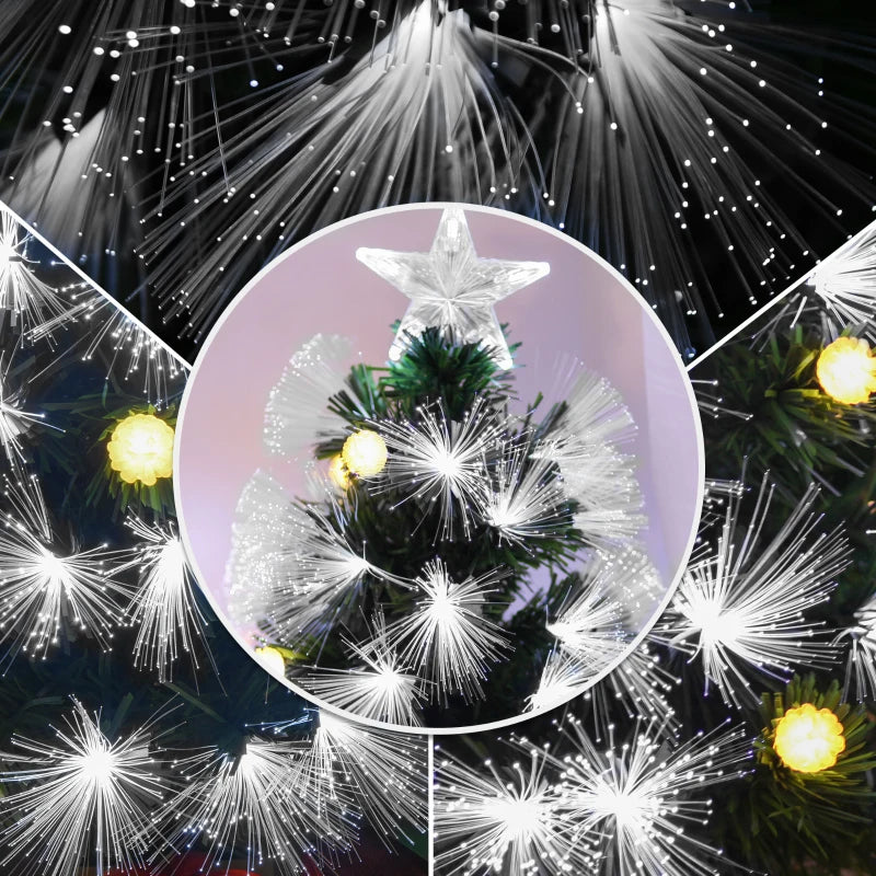 5ft Pre-Lit White Artificial Christmas Tree with 180 LEDs & Star Topper - Full Bodied Seasonal Decoration for Home
