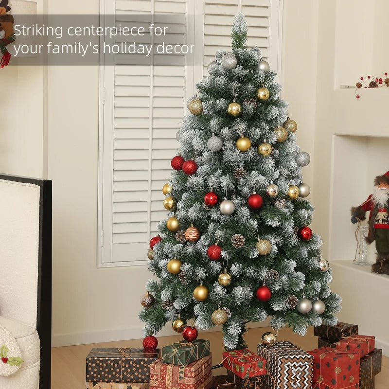 5ft Snow-Dipped Artificial Pine Christmas Tree - Realistic Holiday Decor for Festive Home Decoration