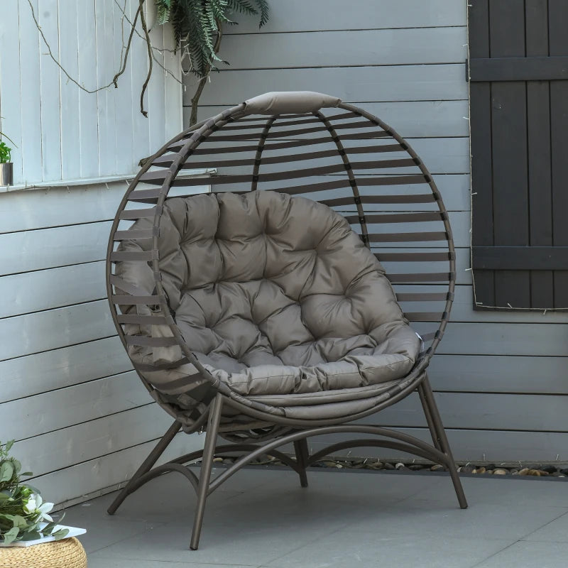 Brown Egg Basket Chair with Cushion and Side Pocket