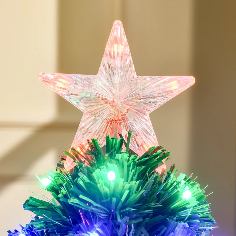 3ft Prelit Artificial Christmas Tree with Multi-Colored Fiber Optic LED Lights - Festive Holiday Home Decoration, Green Xmas Tree