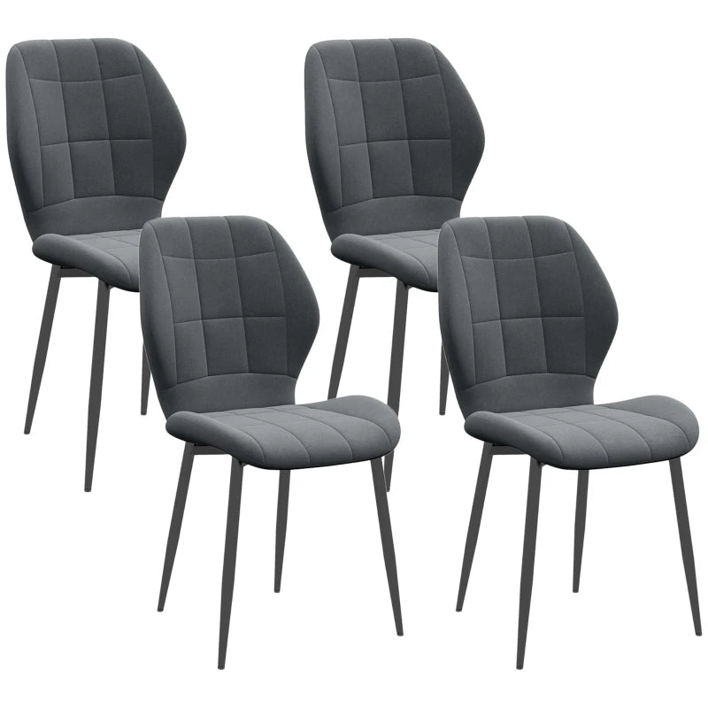 Set of 4 Dark Grey Flannel Relaxed Tub Dining Chairs - Comfortable, Stylish Seating for Modern Homes
