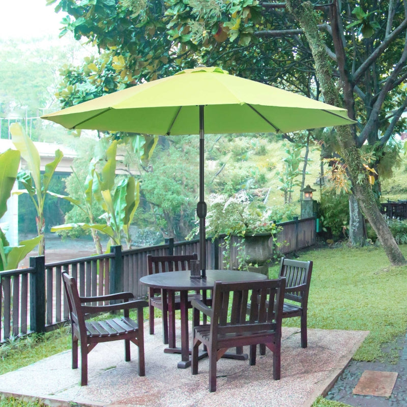 Green Tilting Garden Parasol Umbrella with Fibreglass Ribs