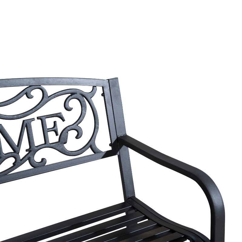 Black Steel Garden Bench - 126x60x85 cm