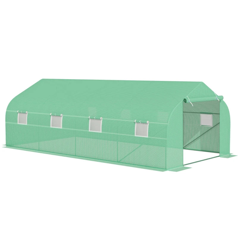 Green Walk-In Garden Greenhouse with Windows and Door (6x3m)