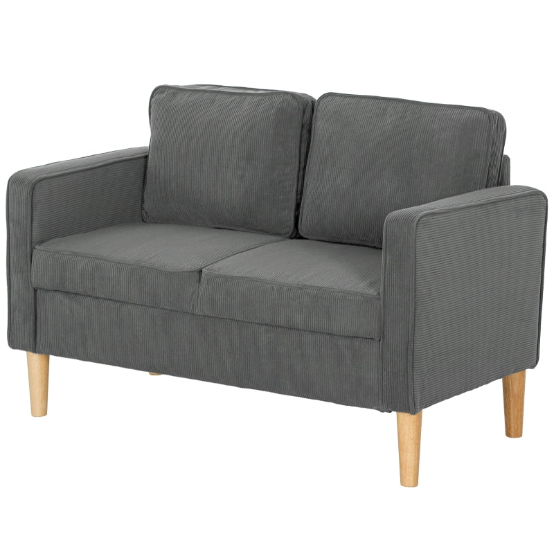 Small Grey Corduroy Two-Seater Sofa for Compact Living Spaces