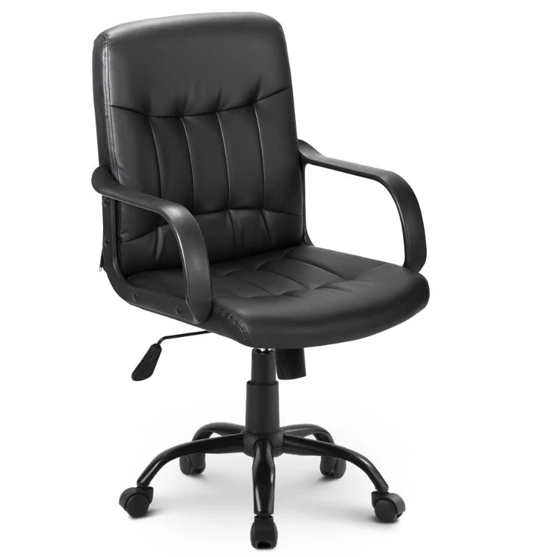 Ergonomic 360° Swivel Office Chair with High Back, Adjustable Height and Tilt Function, Black, 53L x 53W x 106H cm