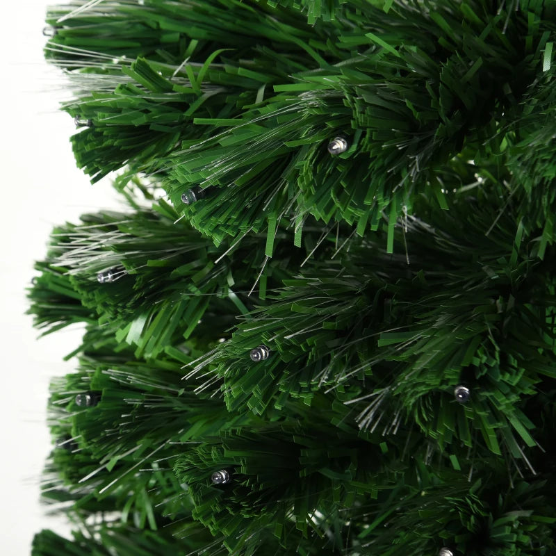 5ft Prelit Artificial Christmas Tree with Multi-Colored Fiber Optic LED Lights - Festive Holiday Home Decoration, Green Xmas Tree