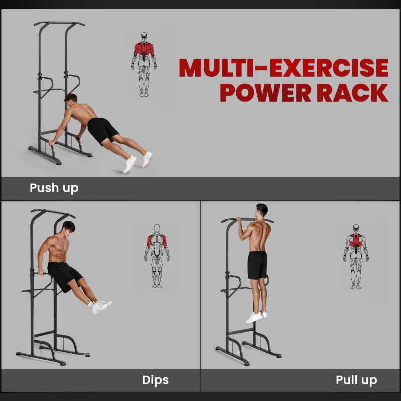 Power Tower Dip Station Pull Up Bar Adjustable Height Multi-Function Push Up Equipment for Home Gym Strength Training Fitness
