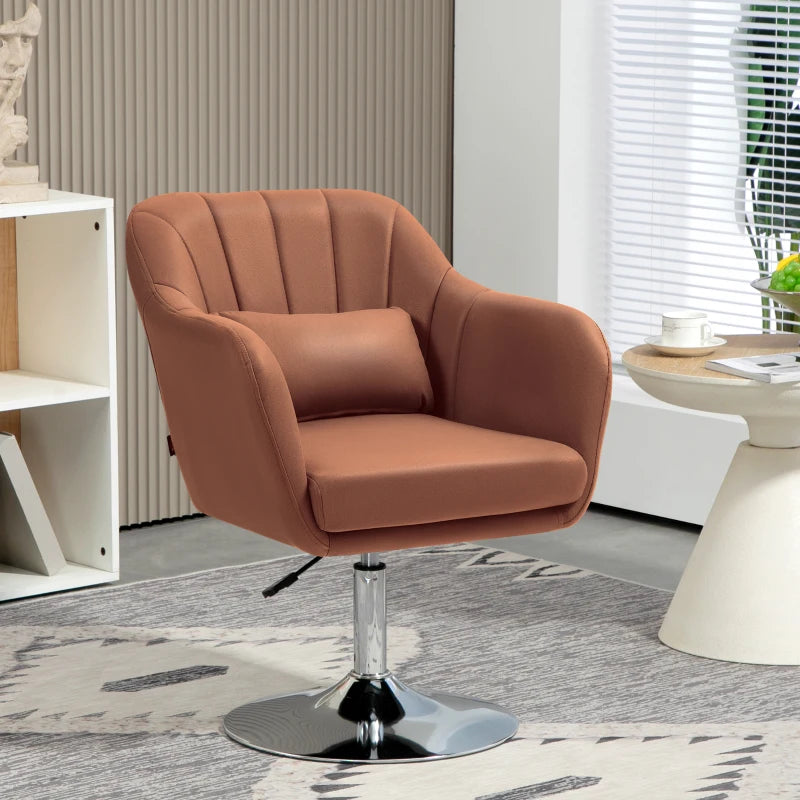 Contemporary Swivel Microfibre Accent Chair with Adjustable Height, Thick Cushion and Lumbar Support for Living Room or Office