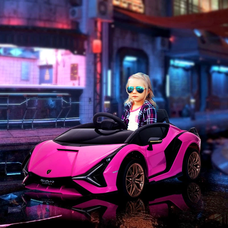 Lamborghini Sian 12V Electric Car for Kids - Licensed Toy with Remote Control, Music, Lights & MP3 - Pink, Ages 3-5