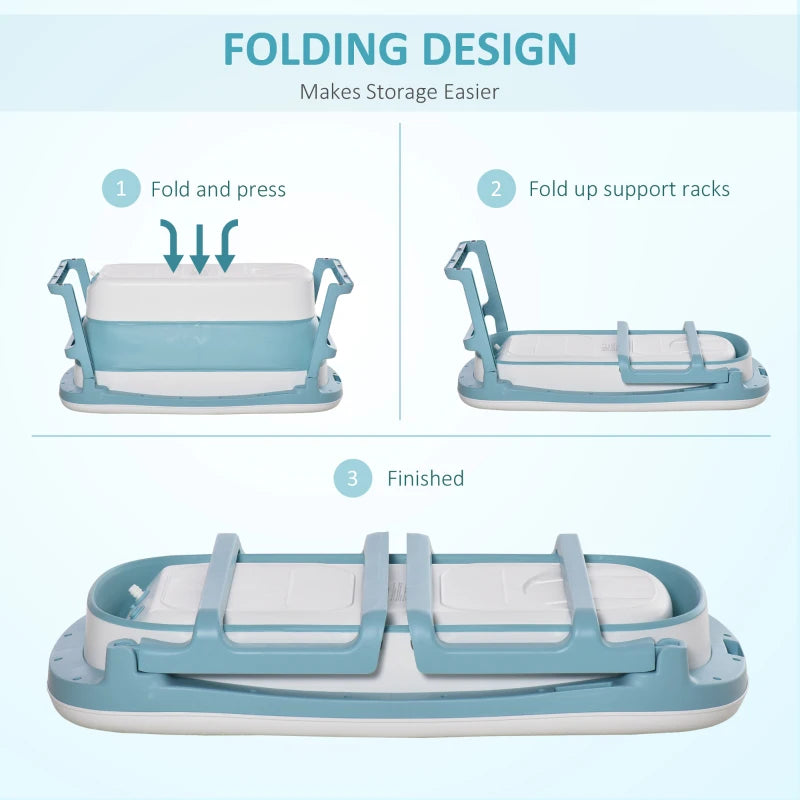 Foldable Kids Bathtub with Lid - Large Freestanding Bath Tub for Toddlers & Teens (Ages 1-12) - Home Sauna