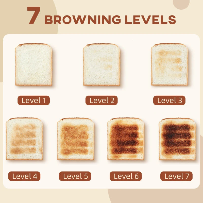 4 Slice Toaster with 7 Browning Levels, High Lift, Auto Off, Black Honeycomb Texture - Perfect for Even Toasting