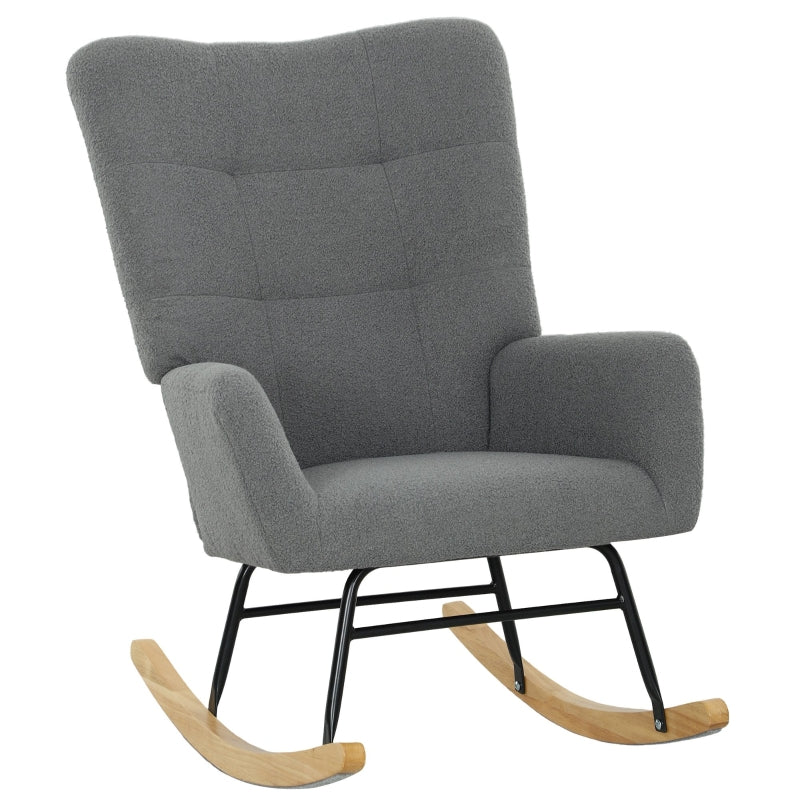Grey Teddy Fleece Rocking Chair for Ultimate Comfort and Style in Your Living Room