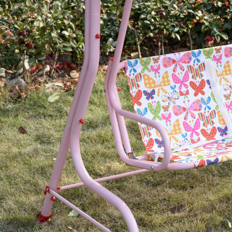 Kids Pink Garden Swing Chair with Adjustable Canopy