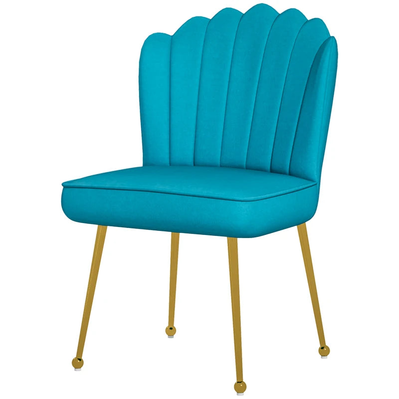 Luxurious Velvet-Feel Blue Shell Accent Chair - Stylish Home Decor for Living Room, Bedroom, and Office Seating