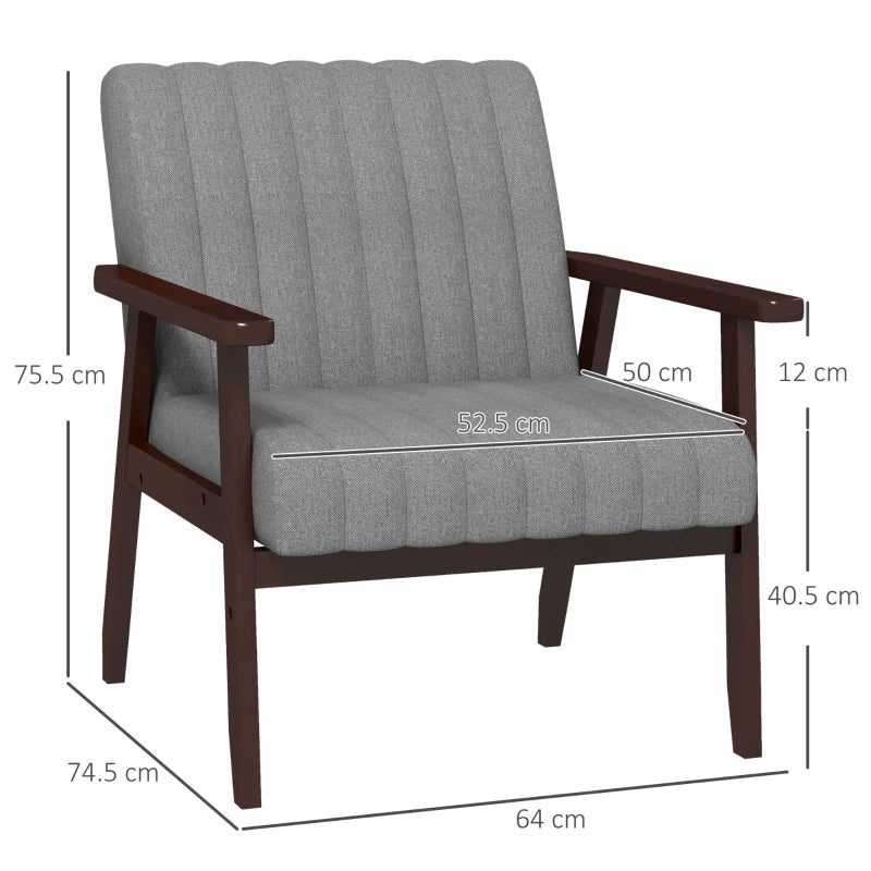 Mid Century Grey Accent Chair with Wooden Legs for Stylish Living Room Decor