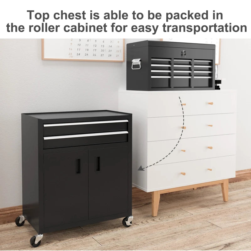 Portable Tool Chest with 6 Drawers on Wheels - Lockable