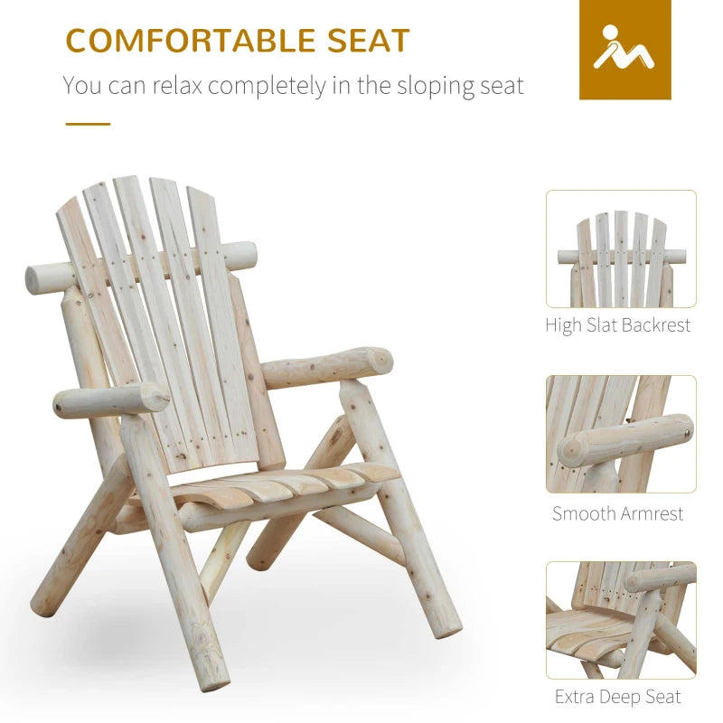 Natural Wood Adirondack Patio Lounge Chair