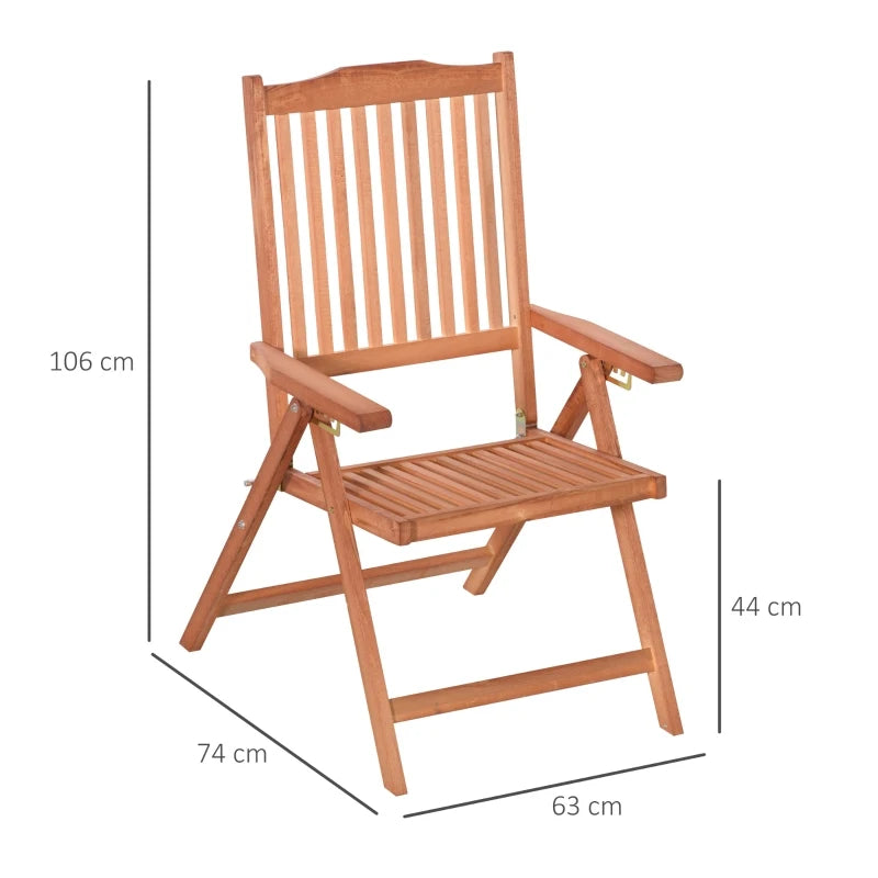 Acacia Wood Folding Patio Armchair - 5-Position Recliner, Outdoor Garden Chair