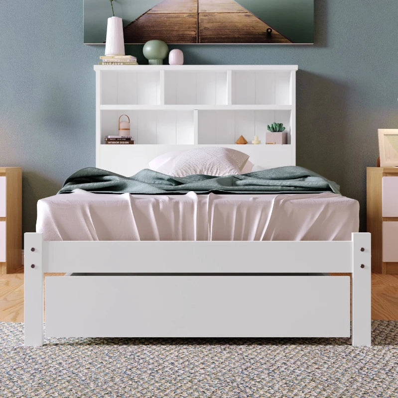Modern 3ft Single Bed with Drawers - Stylish White Pinwood Design for Aesthetic & Practical Bedroom Storage