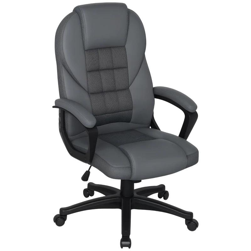 Charcoal Grey Faux Leather Office Chair - Ergonomic Design, Adjustable Height, Stylish Comfort for Home & Office Use