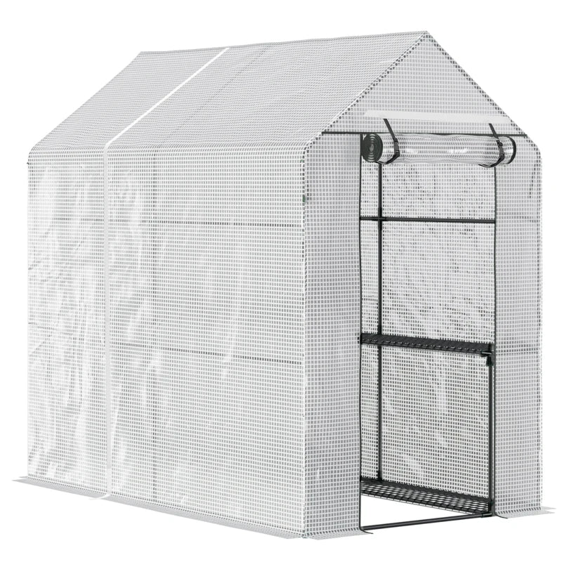 Green 2-Tier Garden Polytunnel Greenhouse 6x4x6ft