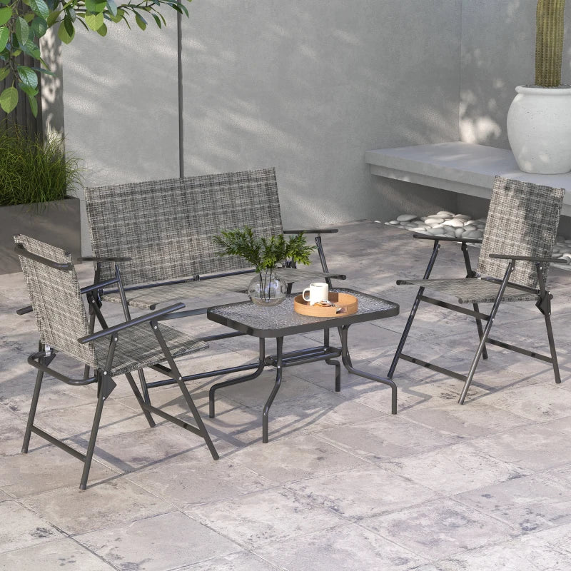 Four-Piece Metal Garden Sofa Set in Mixed Grey for Outdoor Relaxation and Comfort