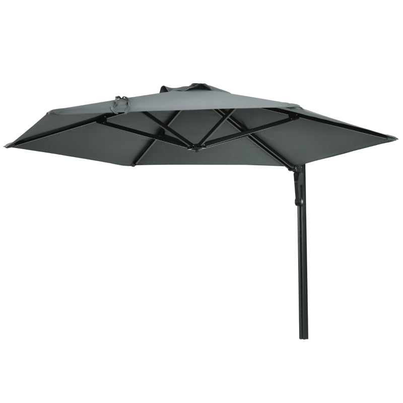 Grey 2.5m Rotatable Wall Mounted Patio Umbrella