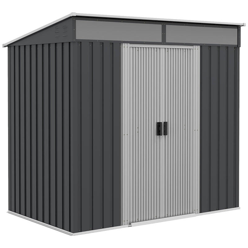 6.5ft x 4ft Dark Grey Shed With Sloping Roof