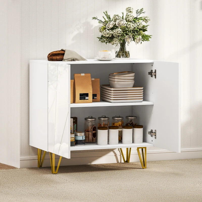 Modern High Gloss White Sideboard with Hairpin Legs for Stylish Home Storage