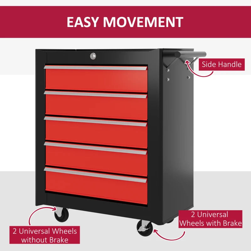 5-Drawer Tool Chest with Wheels and Lock