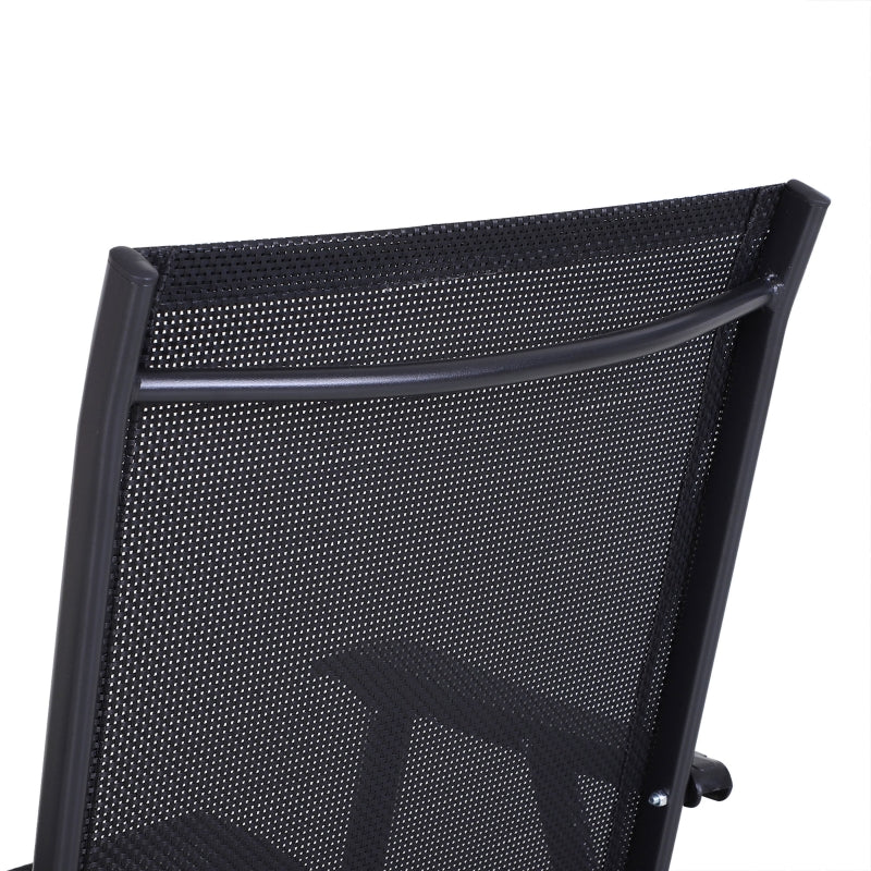 Black Steel Frame Foldable Outdoor Garden Chairs Set of 2