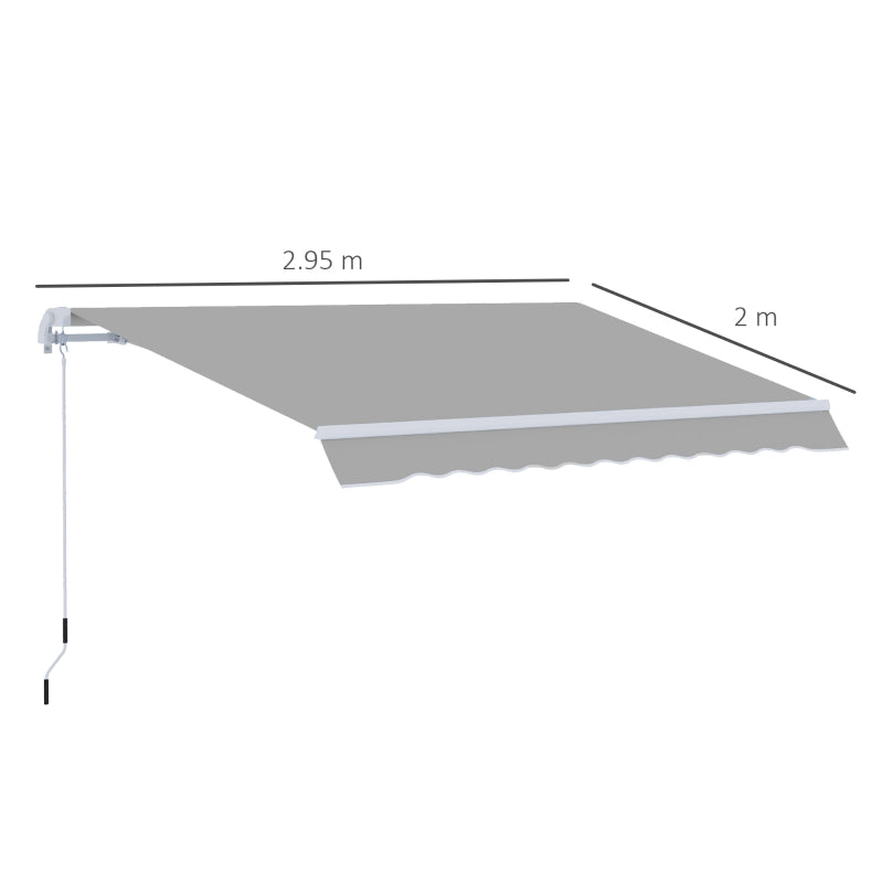 Light Grey 3m x 2m Manual Retractable Awning Canopy