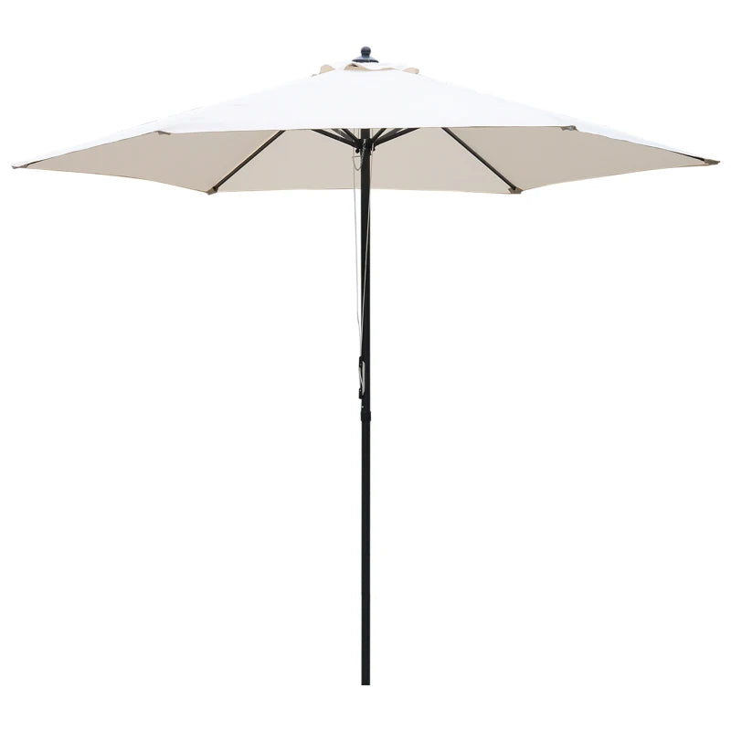 Round Outdoor Market Umbrella, 2.8m Sun Shade Canopy, Off-White