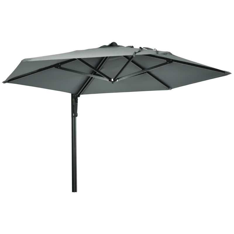 Grey 2.5m Rotatable Wall Mounted Patio Umbrella