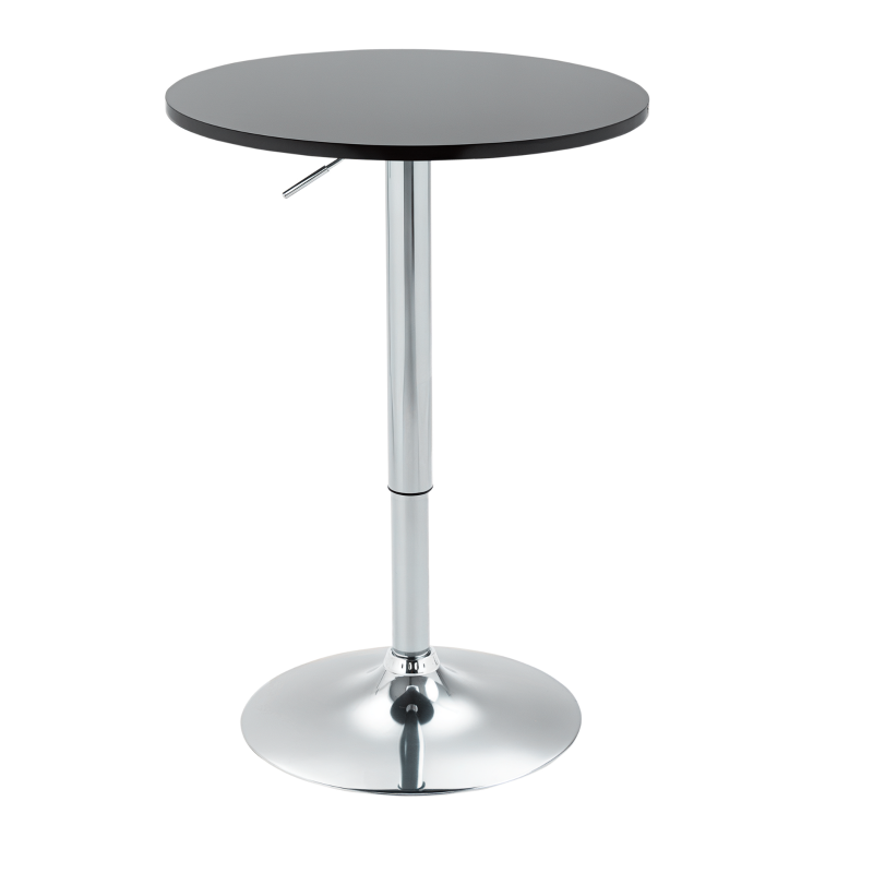 Round Height Adjustable Bar Table with Metal Base - Stylish Pub Desk for Home Bar, Dining Room & Kitchen - Black