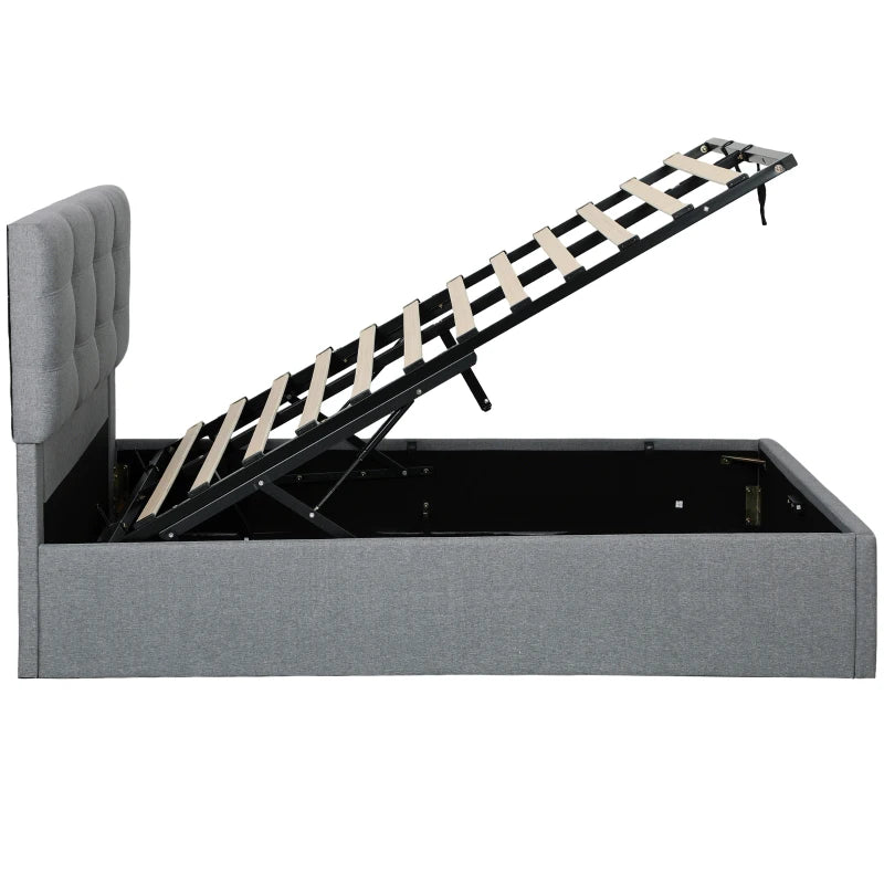 5ft King Grey Ottoman Bed with Gas Lift Storage - Stylish & Space-Saving Design for Modern Bedrooms