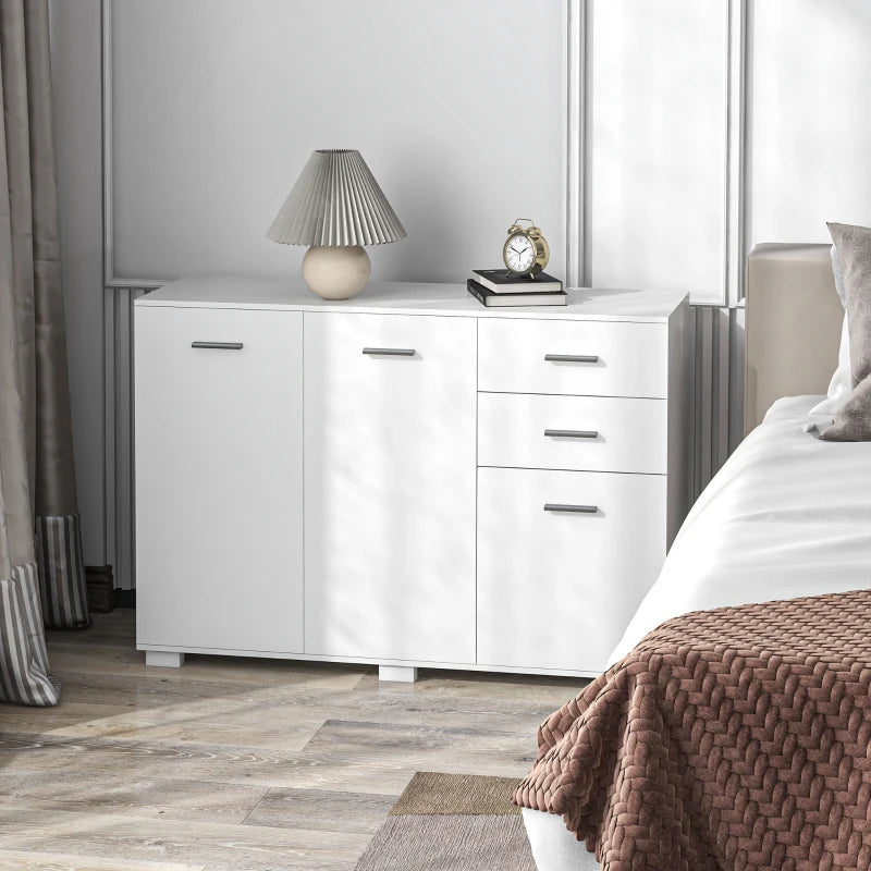 Modern White Sideboard Storage Cabinet with 2 Drawers and 3 Doors Adjustable Shelves for Living Room and Dining Room