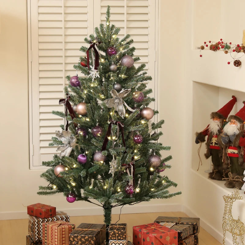 5ft Artificial Christmas Tree with Purple Decorations & Lights - Perfect Holiday Decor for Festive Celebrations