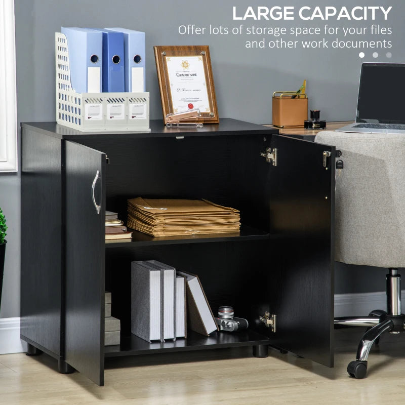 Vinsetto Two-Tier Locking Office Storage Cabinet - Stylish Black Organizer for Secure Document and Supply Storage