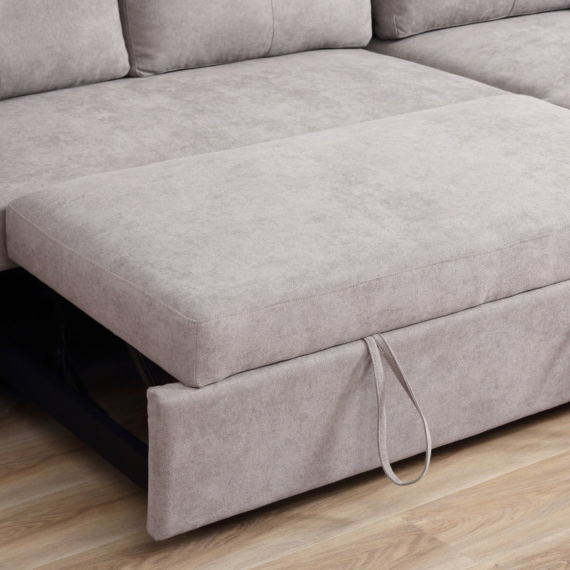 Light Grey Linen-Look 'L' Shape Storage Sofa Bed for Stylish Living Spaces