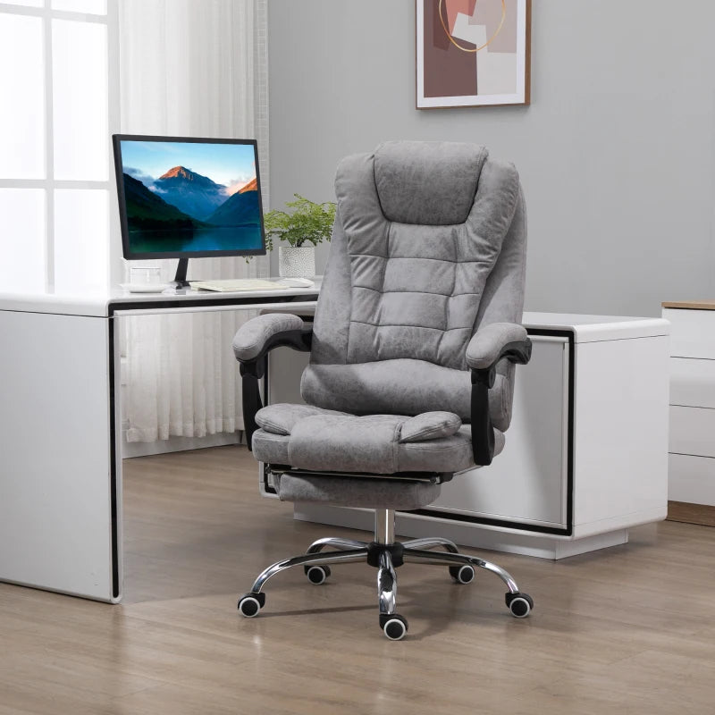 Vinsetto Heated Vibration Massage Executive Office Chair - Adjustable Ergonomic High Back Recliner with Footrest - Grey