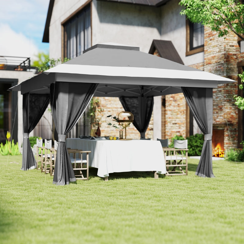 Durable 3.6 x 3.6m Grey Pop-Up Gazebo with Accessories