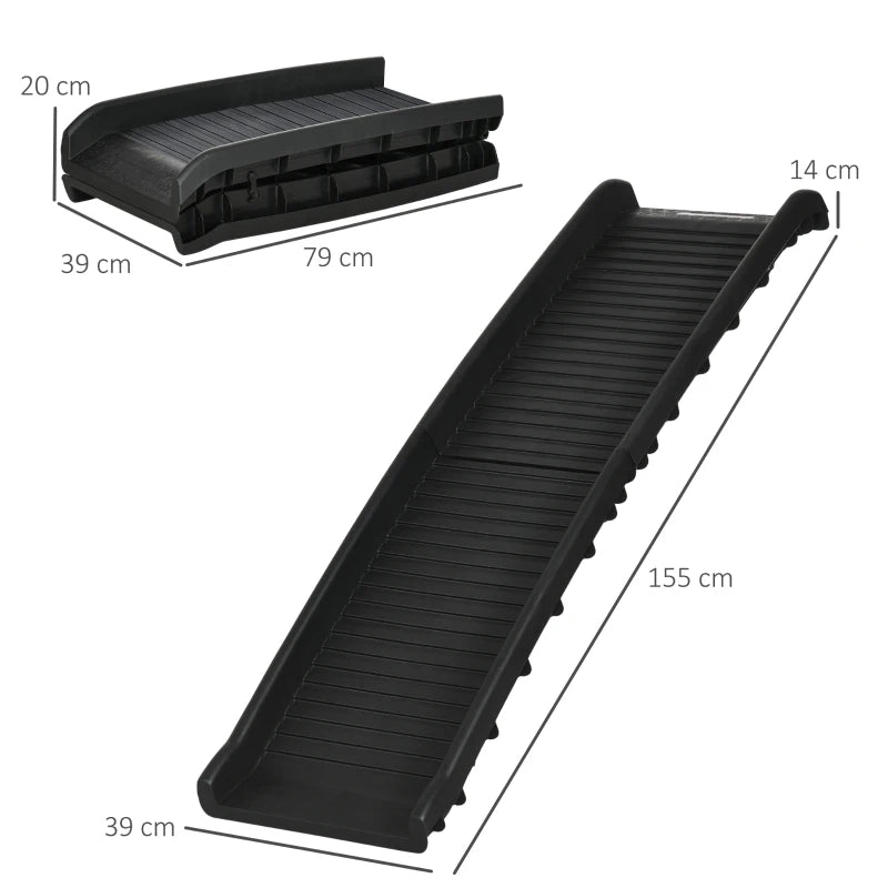 Foldable Pet Ramp for Dogs - Car Ramp for SUVs & Cars, Lightweight & Portable, Black Color