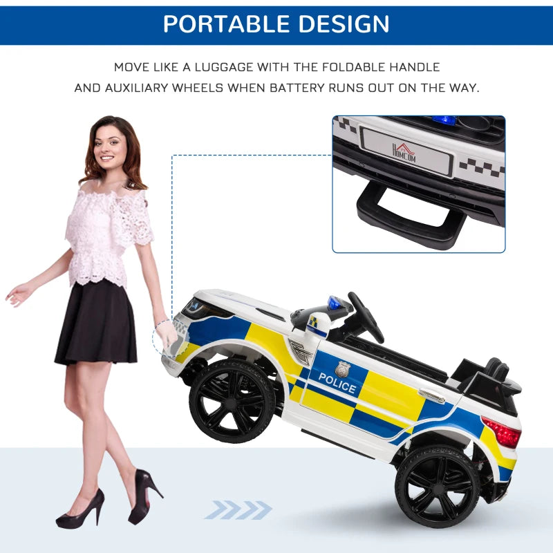 12V Kids Electric Police Car Ride On with Remote Control Siren Lights for Ages 3-6