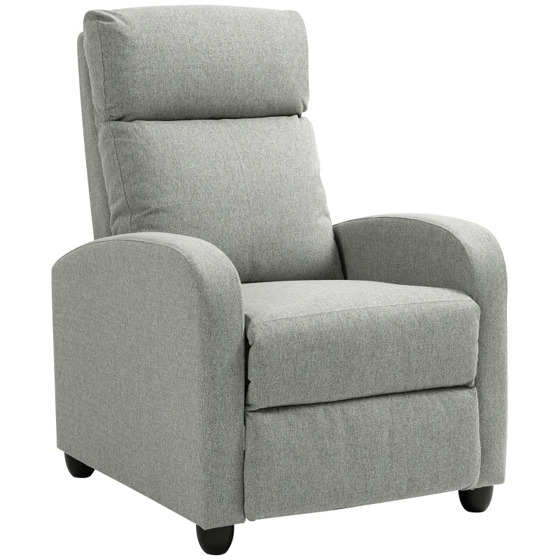 Grey 135° Push Back Recliner Armchair with Footrest for Ultimate Comfort and Relaxation