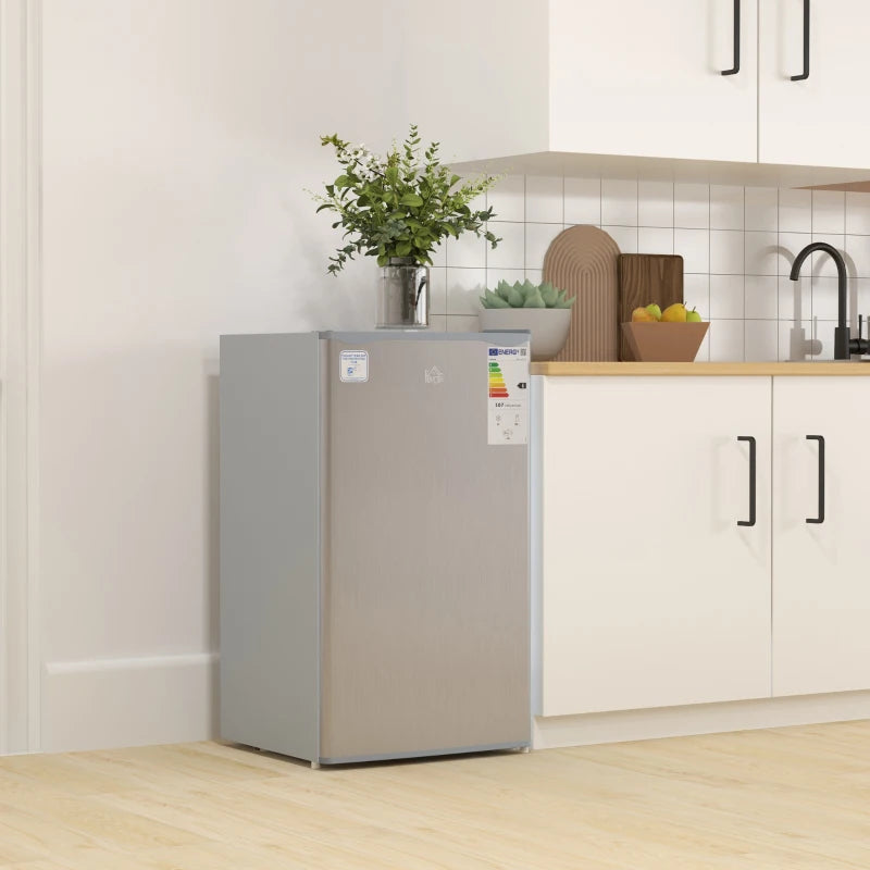 91L Freestanding Under Counter Fridge Freezer - Compact Chiller Box, Adjustable Thermostat, 47.5cm Wide, Stylish Grey Design