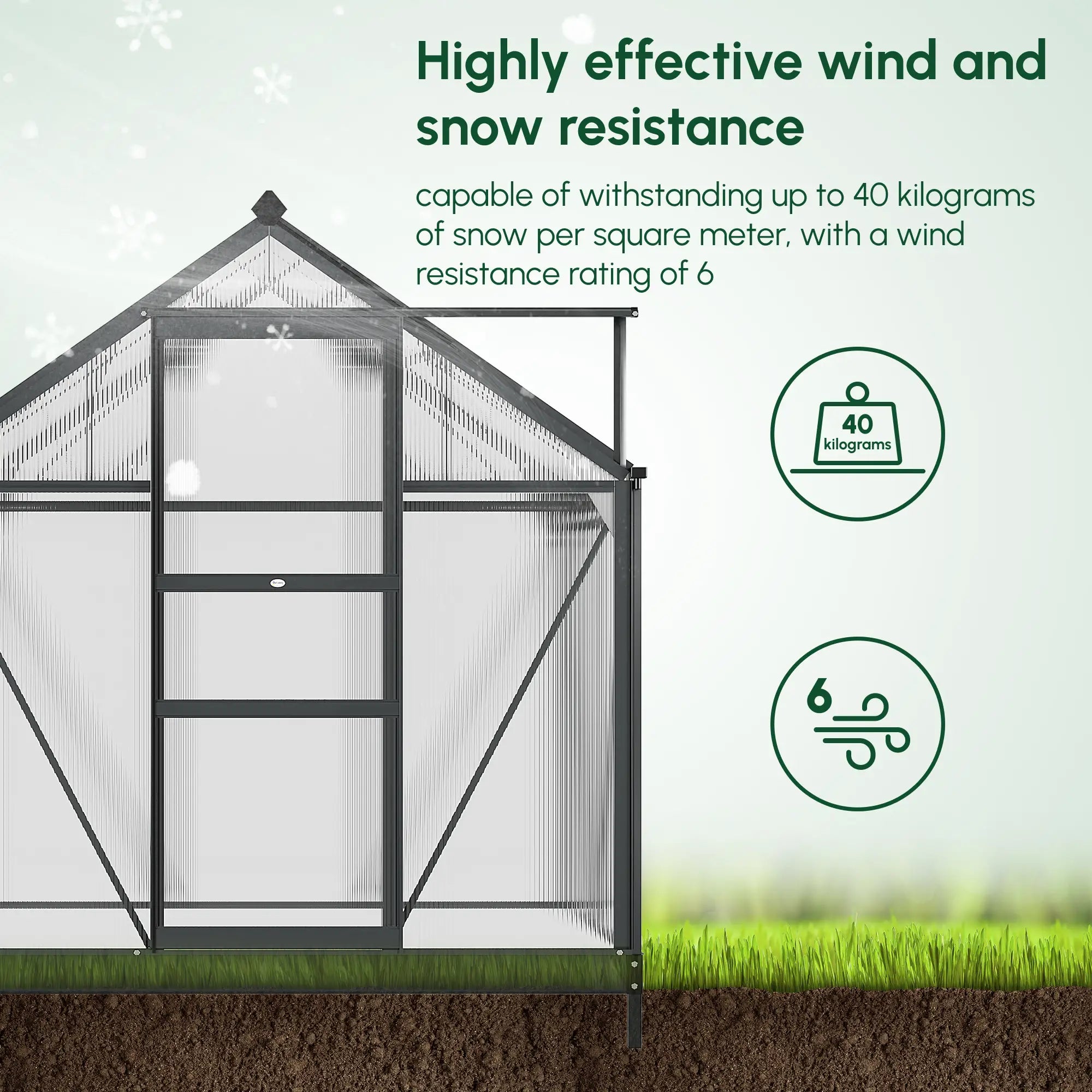 Grey 6ft x 4ft Polycarbonate Greenhouse With Aluminium Frame